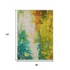 Green And Gold Abstract Washable Indoor Outdoor Area Rug - 3 of 4