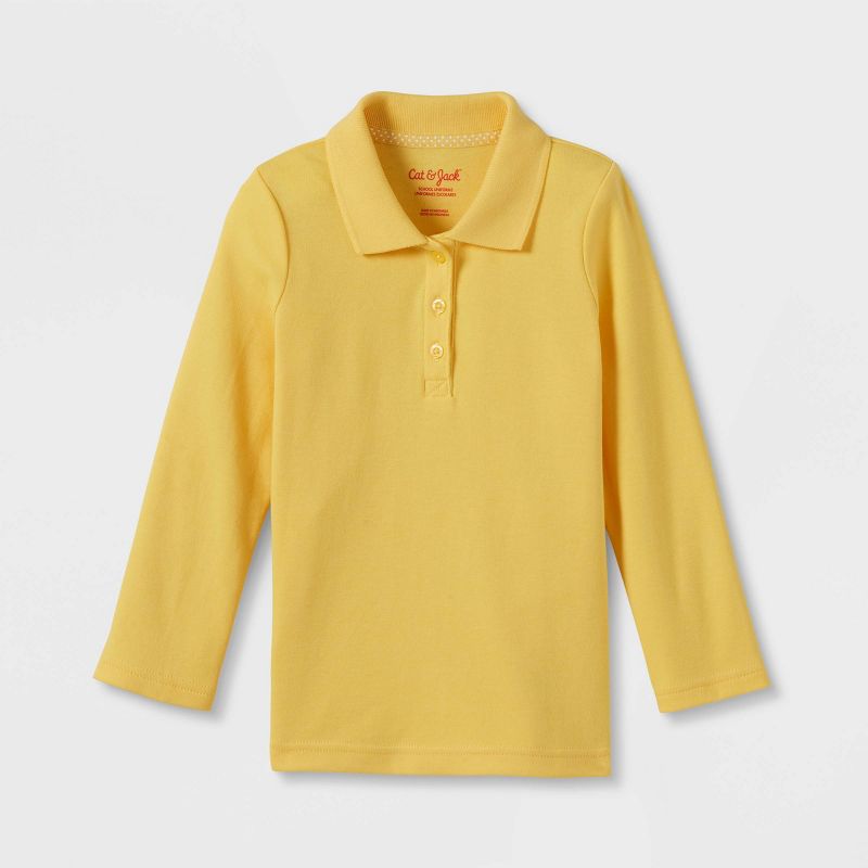 Toddler Girls&#39; Long Sleeve Interlock Uniform Polo Shirt - Cat &#38; Jack&#8482;, 1 of 4