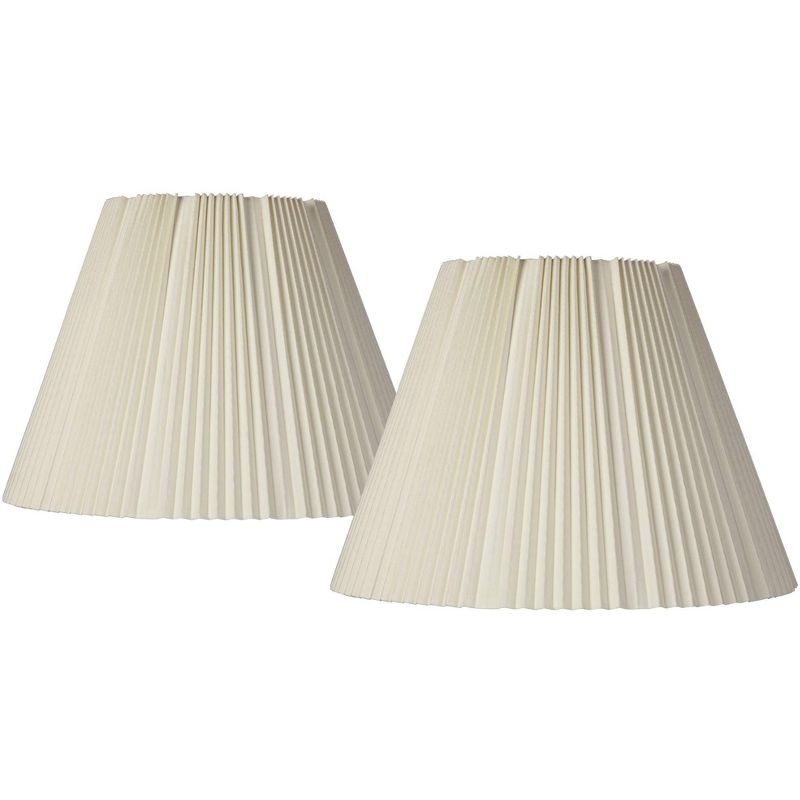 Springcrest Set of 2 Empire Lamp Shades Eggshell Large 9" Top x 17" Bottom x 12.25" High Spider Replacement Harp and Finial Fitting, 1 of 9