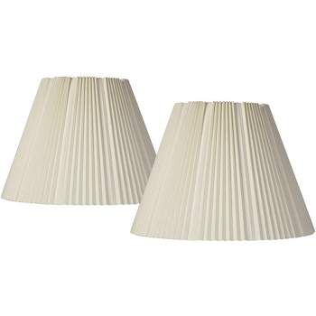 Springcrest Set of 2 Empire Lamp Shades Eggshell Large 9" Top x 17" Bottom x 12.25" High Spider Replacement Harp and Finial Fitting