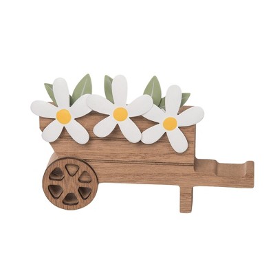 Transpac Wood Daisies In Wagon Shelf Decor Home Decorations Spring