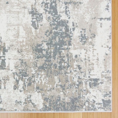 Omari Gray and Beige Synthetic 6' x 9' Abstract Area Rug