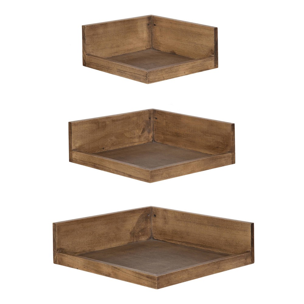 Photos - Garden & Outdoor Decoration 3pc Levie Corner Shelf Set Rustic Brown - Kate & Laurel All Things Decor: Poplar Wood, No Assembly Required