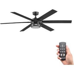 Honeywell Ceiling Fans Kaliza Modern 60 Inch Ceiling Fan with Light, LED Fan with Remote Control, Indoor Fan, 6 Contemporary Blades, Black - 1 of 4