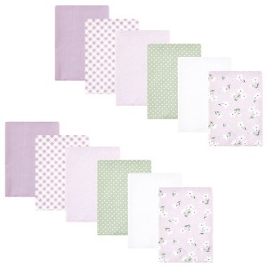Hudson Baby Infant Girl Cotton Flannel Burp Cloths Bundle, Purple Dainty Floral, One Size - 1 of 4