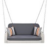 2-Seater Wicker Porch Swing,Hanging Bench with Chains and Gray Cushions,Patio Rattan Lounge Swing for Ourdoor Backyard-Cuddlewood - 3 of 4