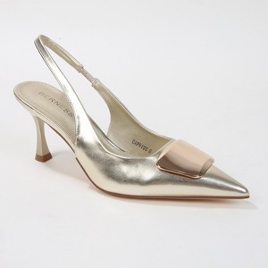 Berness Women's Capri Glossy Slingback Heels with Metal Accent - 1 of 4