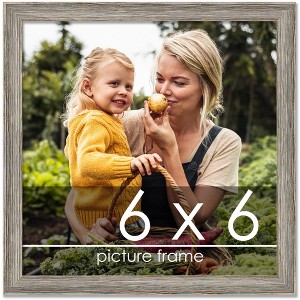PosterPalooza | 6x6 Thin Barnwood Picture Frame, UV Acrylic, 2 Finishes - Grey and Black - 1 of 4