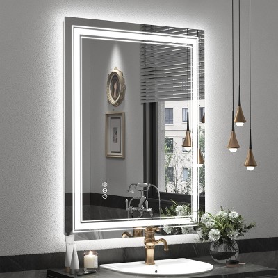Vynxaria 24x32" Frameless LED Smart Bathroom Mirror - Dimmable & Anti-Fog