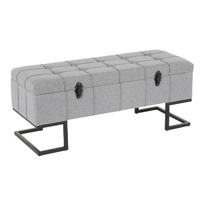 Midas Contemporary Storage Bench Gray - LumiSource