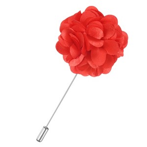 Unique Bargains Wedding Camellia Flower Groom Boutonnieres Lapel Pins for Men 1 Pc - 1 of 4