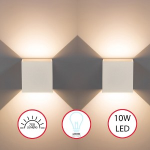 Quickway Imports Modern Wall Sconce LED Waterproof Wall Lamp Aluminum with Adjustable Beam 10-Watt 4000K Cool White Indoor Outdoor - 1 of 4