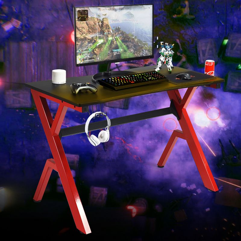 Costway Gaming Desk Computer Desk w/Controller Headphone storage Mouse Pad & Cup Holder, 4 of 11
