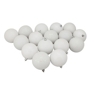 Northlight 16ct Shatterproof 4-Finish Christmas Ball Ornament Set 3” - White - 1 of 4