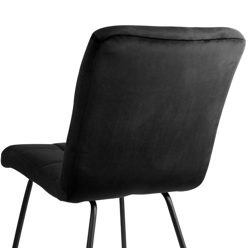 Elama 2 Piece Velvet Tufted Chairs in Black with Black Metal Legs, 3 of 10