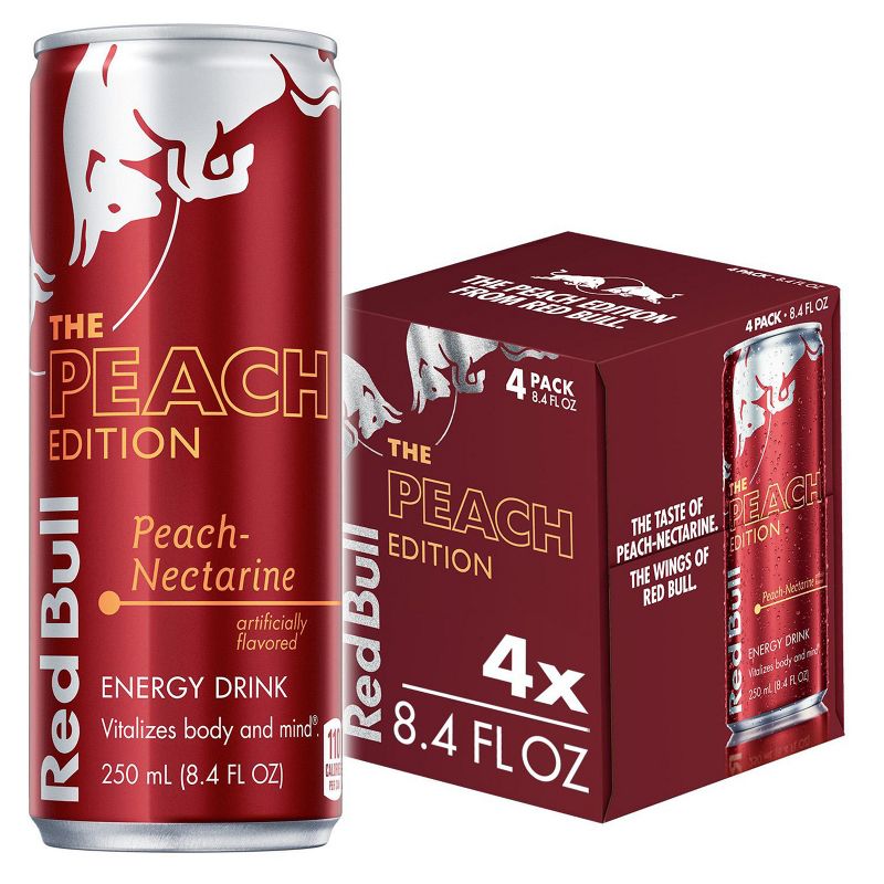 Red Bull Peach Nectarine Energy Drink - 4pk/8.4 fl oz Cans, 1 of 9