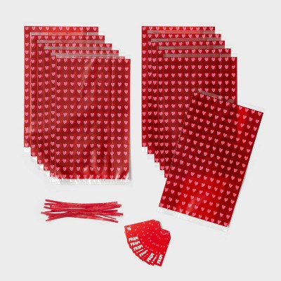 12pc Cello Bags and Tags Valentine's Day Party Favor Sets Red - Spritz™