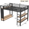 Bellemave Queen size Loft Bed Frame with Wardrobe,Metal Loft Bed with Storage Shelves and Pegboard,Black - 2 of 4