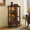 Okak Curio Cabinet with 2 Tempered Glass Doors, Diapaly Cabinet with 3 Adjustable Shelves and Mirrored Back Panel, Cabinet for Living Room - 4 of 4