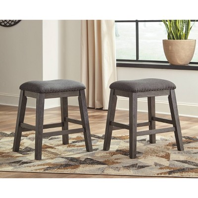 Set Of 2 Caitbrook Upholstered Counter Height Barstool Dark Gray