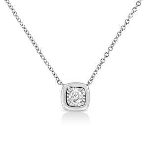 10K White Gold 1/10 Cttw Miracle Set Round-Cut Diamond Pendant Necklace - 1 of 4