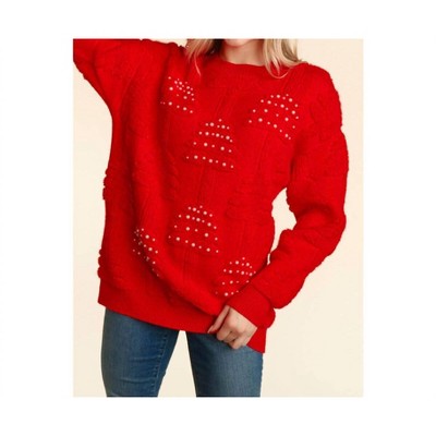 Women's Pearl Holiday Tree Oversized Sweater - Haptics