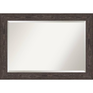 42" x 30" Beveled Bridge Black Wood Wall Mirror - Amanti Art: Modern Rectangle, No Assembly Required - 1 of 4