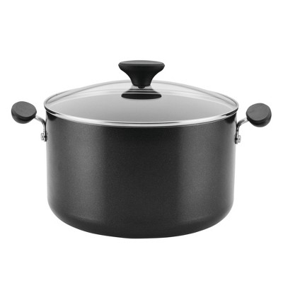 Farberware Reliance 8qt Nonstick Stock Pot: Dishwasher-Safe, Tempered Glass Lid, Electric & Gas Compatible, Black
