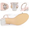 Perphy Women's Clear Slingback Rhinestone Peep Toe Block Sandal Heels - 4 of 4
