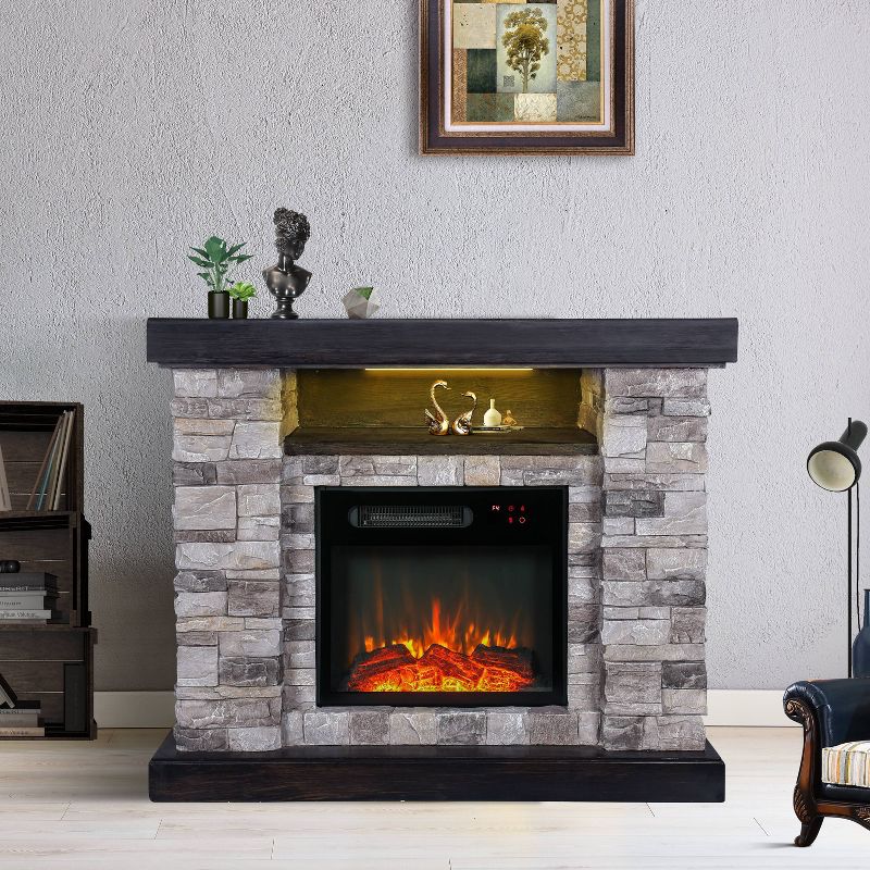 39&#34; Freestanding Electric Fireplace Gray - Home Essentials, 5 of 9