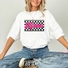 Simply Sage Market Women's Pink Mama Checkered Grunge Short Sleeve Garment Dyed Tee - 2 of 4