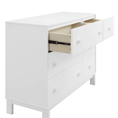 Bianca White 6-Drawer Nursery Dresser with Interlocking Drawers