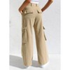 Coolmee Women's High Waisted Cargo Pants Wide Leg Casual Pants 6 Pockets Trousers - 3 of 4