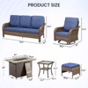 Buenhomino Patio Furniture with Fire Pit, Wicker Outdoor Couch and Swivel Rocking Chairs, Propane Fire Pit Conversation Set - 3 of 4