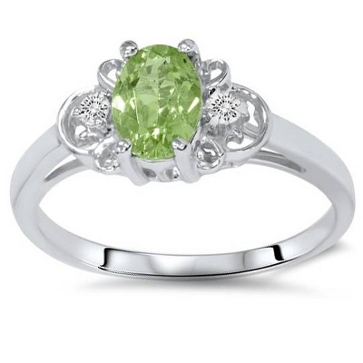 Pompeii3 5/8Ct Peridot & Diamond Ring 14K White Gold