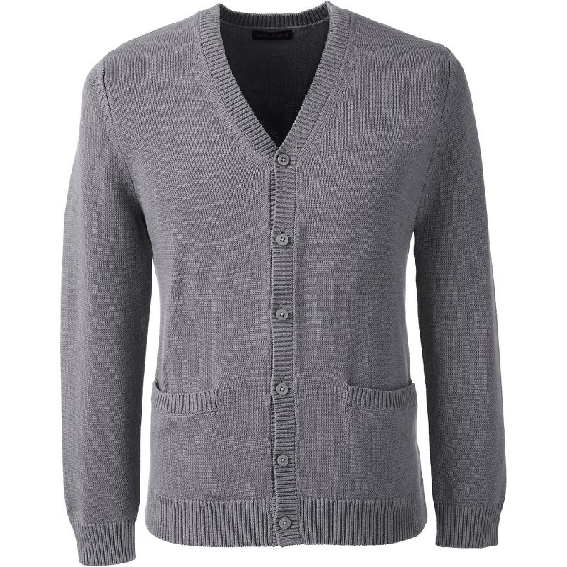 Lands' End School Uniform Men's Cotton Modal Button Front Cardigan Sweater, 1 of 5
