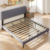 JIONJOY Gray Linen Upholstered Bed Frame - 3-Level Adjustable Headboard, 6.3" Underbed Storage, Noise-Reducing Design - 3 of 4