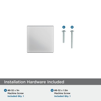 Polished Chrome Square Cabinet Knob with Mounting Hardware