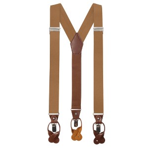 Jacob Alexander Men's Solid Fabric Suspenders – Convertible Leather Ends & Clips, Y-Back - 1 of 4