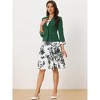 Allegra K Women's Chiffon V Neck Contrast Panel Work Jacket Dress Suit Set 2 Pcs - 3 of 4