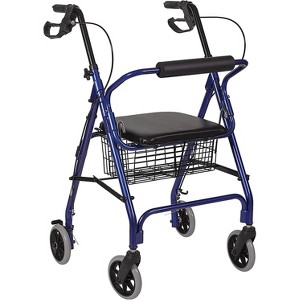 DMI Ultra Lightweight Aluminum Frame Rollator With Straight Backrest Royal Blue - 1 of 1