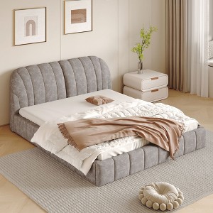 NicBex Queen Size Upholstered Platform Bed Frame with Thick Polyester Fabric Headboard,Wood Slats Support,No Box Spring Needed,Easy Assembly - 1 of 4