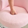 Karl Home Cute Modern Teddy Swivel Chair Armless Adjustable Height Office Desk Chair with No Wheels and Backrest Support in pink - 2 of 4