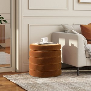 CAVINAS 19" Extra Large Round Storage Ottoman,Handcrafted Premium Footstool with Hidden Compartment,Storage Bench for Bedroom,Living Room - 1 of 4