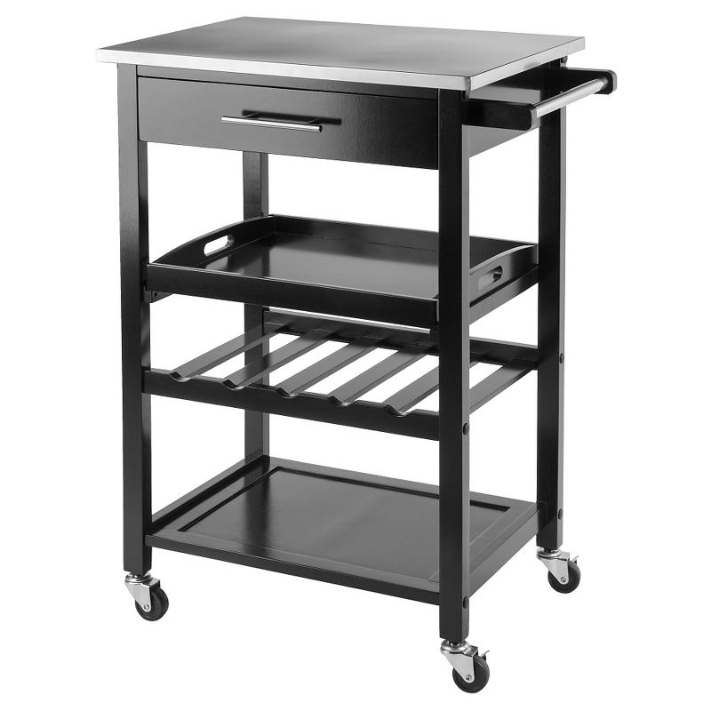 Anthony Stainless Steel Top Kitchen Cart Wood/Black - Winsome, 1 of 7