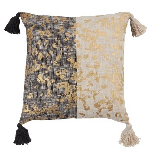Saro Lifestyle Poly-Filled Throw Pillow With Two-Tone Foil Print Design - 1 of 3