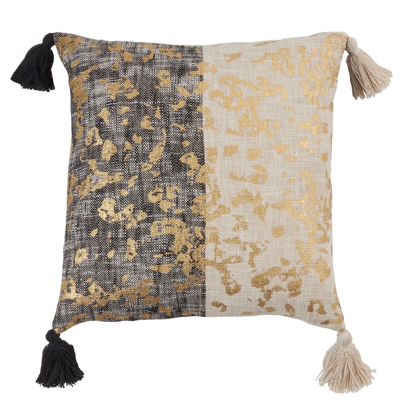 Saro Lifestyle Poly-Filled Throw Pillow With Two-Tone Foil Print Design, 1 of 4