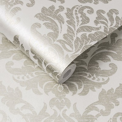 Vieux Cream and Pale Gold Damask Removable Wallpaper Roll