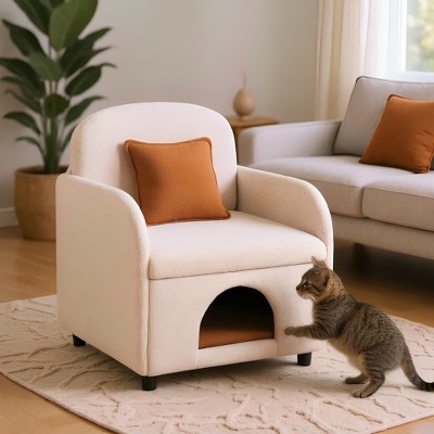JUJABU 2-in-1 Pet-Friendly Leisure Armchair with Fluffy Upholstery and Lumbar Pillow, Ideal for Home/Office/Living Room/Bedroom