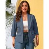 Whizmax Womens Plus Size Casual Pocketed Blazer Office Open Front 3/4 Sleeve Cardigans Jacket Work Suit,gray blue,3XL - 2 of 4